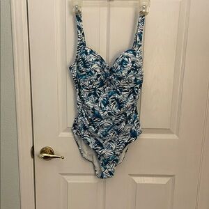 Niptuck Blue Leaf Print Women's One Piece Swimsuit